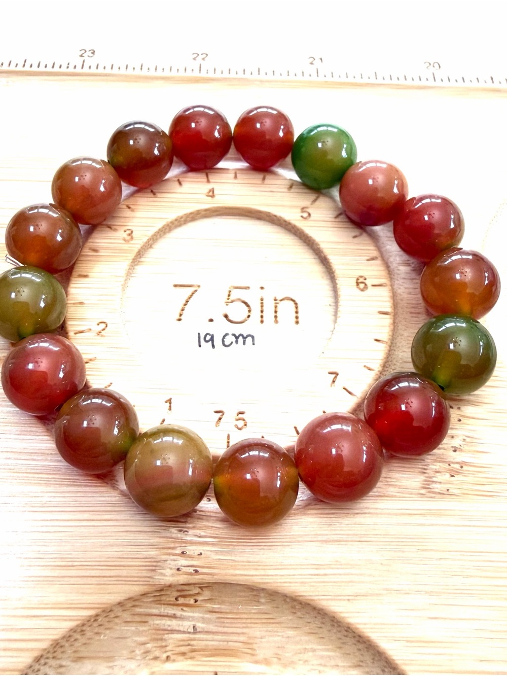 Multicolor Agate Bead Stretch Bracelet - Green & Red